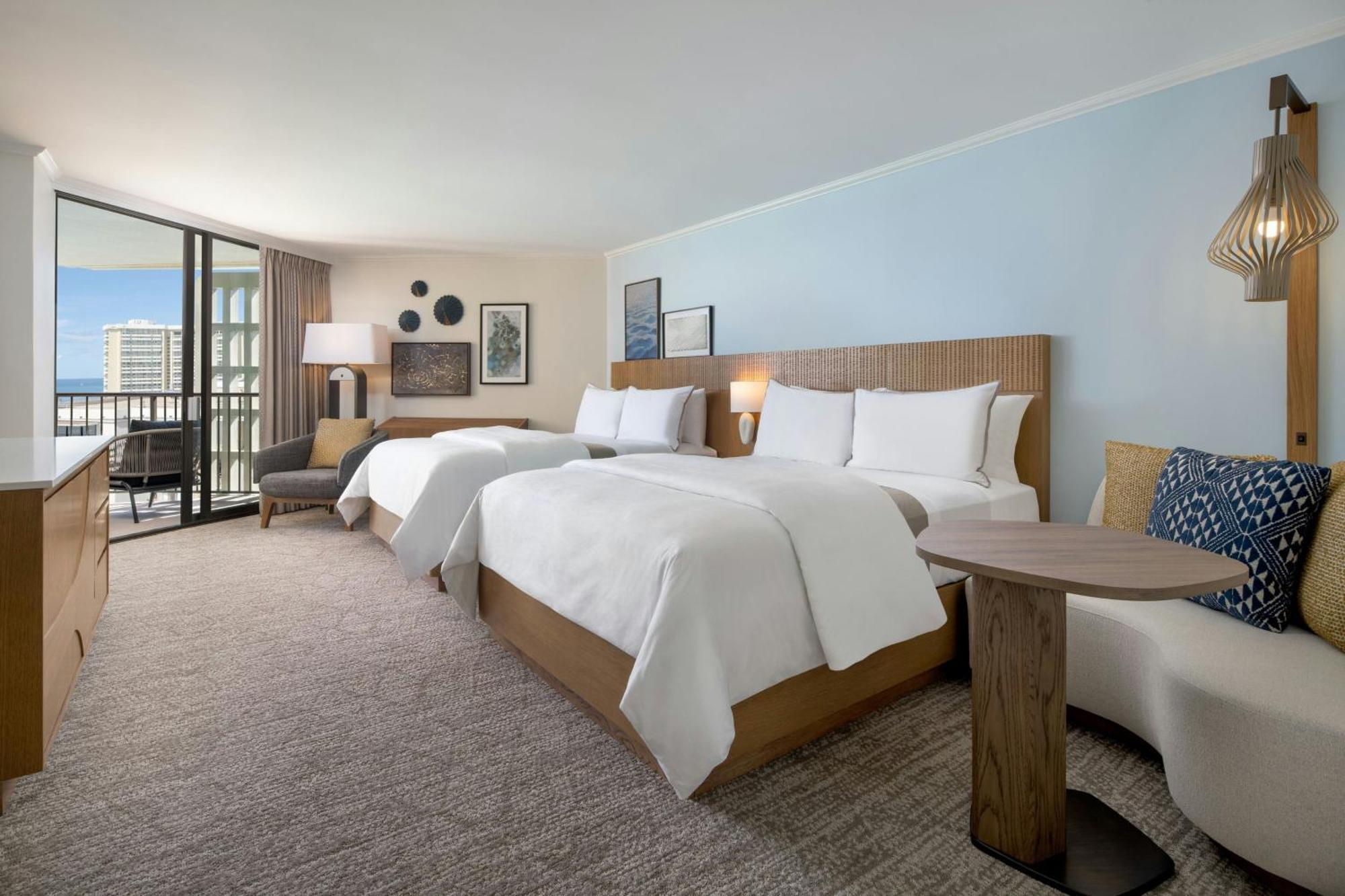 Newly Renovated Tower Partial Ocean View, Larger Guest room, 2 Double